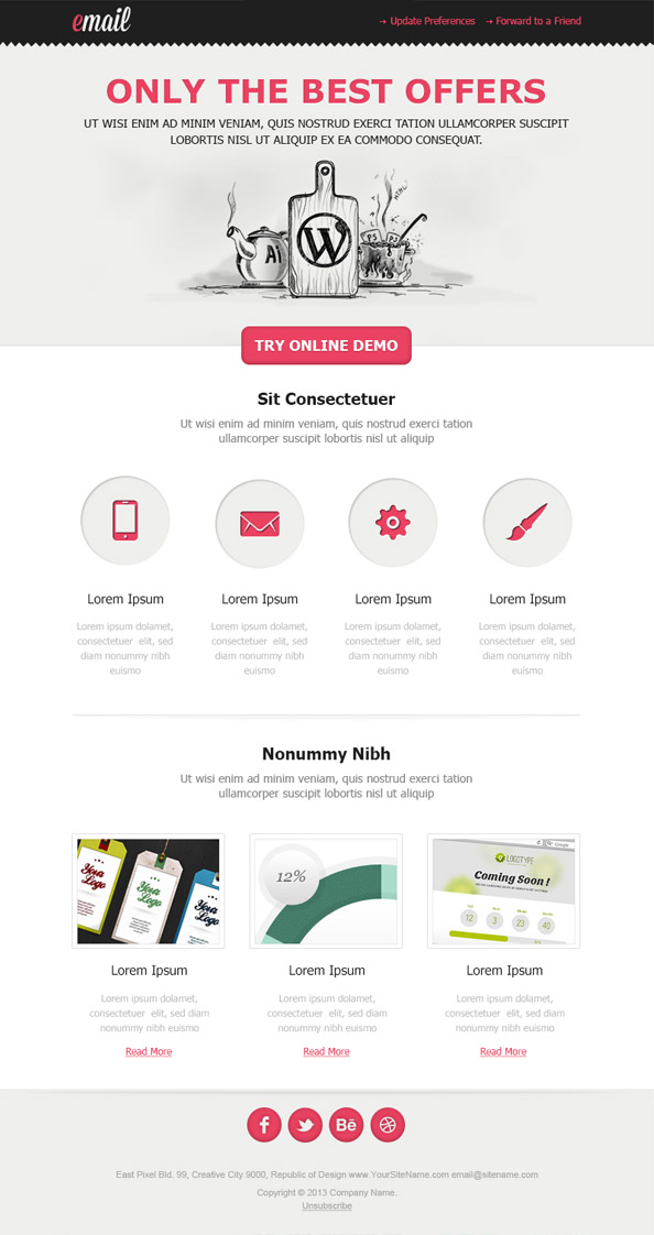 Clean HTML Email Template Free Mail Templates