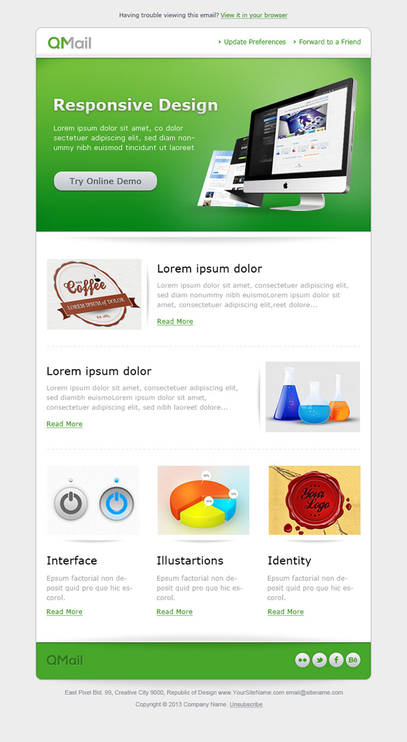 Free Email Template in Green Color Preview